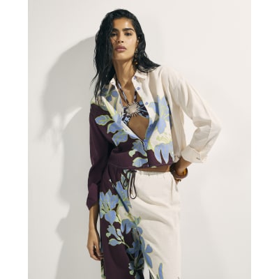 Cream Floral Beach Shirt