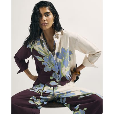 Cream Floral Beach Shirt