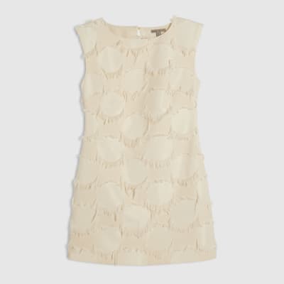 Cream Fringe Mini Dress