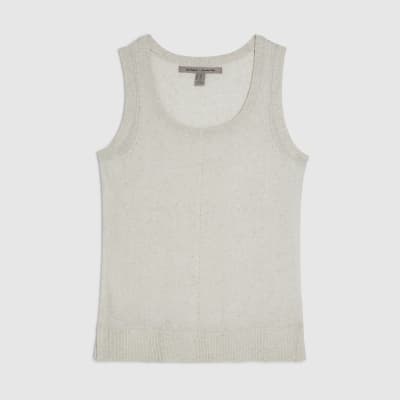 Cream Linen Blend Knitted Vest Top