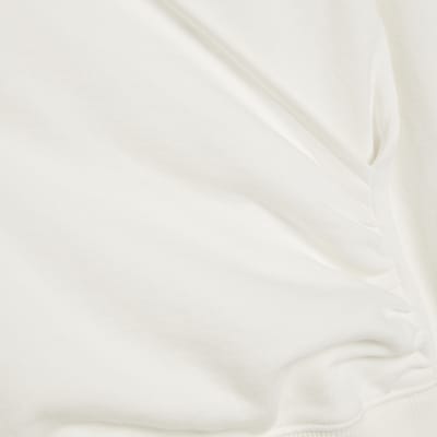 Cream Long Sleeve Wrap Front Hoodie