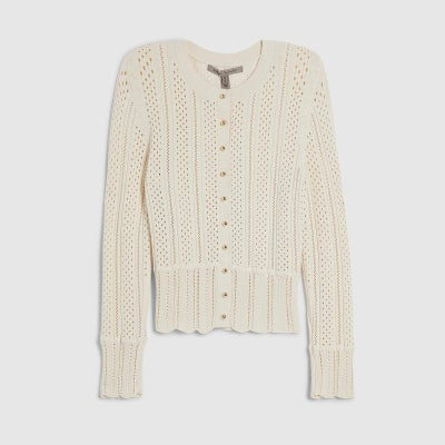 Cream Open Knit Long Sleeve Cardigan