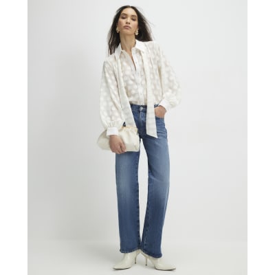 Cream Organza Polka Dot Blouse