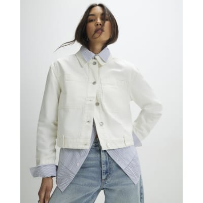 Cream Pocket Front Denim Jacket