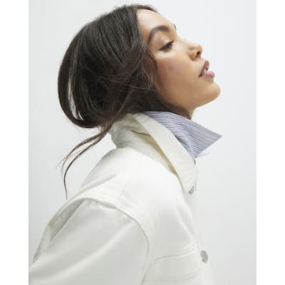 Cream Pocket Front Denim Jacket