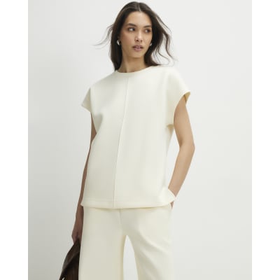 Cream Premium Short Sleeve Twill Top