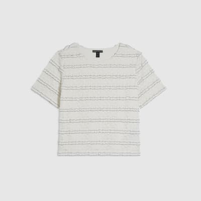 Cream Ruffle Textured Top