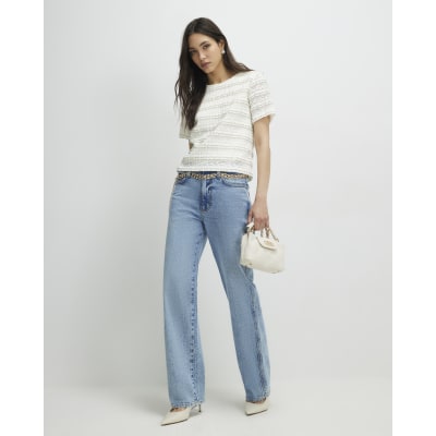 Cream Ruffle Textured Top
