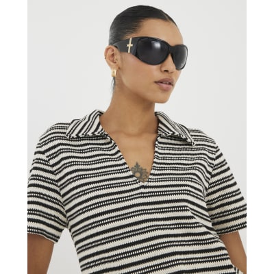 Cream Short Sleeve Stripe Polo Shirt