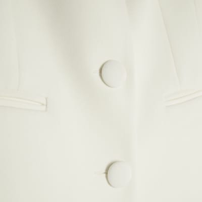 Cream Sweetheart Neckline Blazer