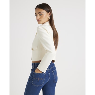 Cream Utility Cropped Blazer
