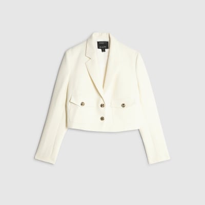 Cream Utility Cropped Blazer
