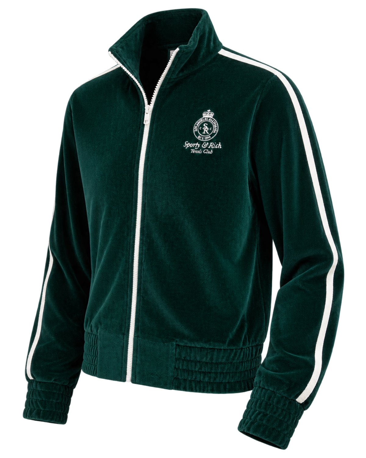 Crown Tennis Elio Velour Track Jacket - Forest/Ecru
