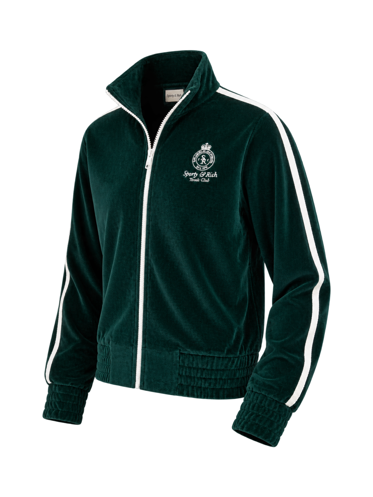 Crown Tennis Elio Velour Track Jacket - Forest/Ecru