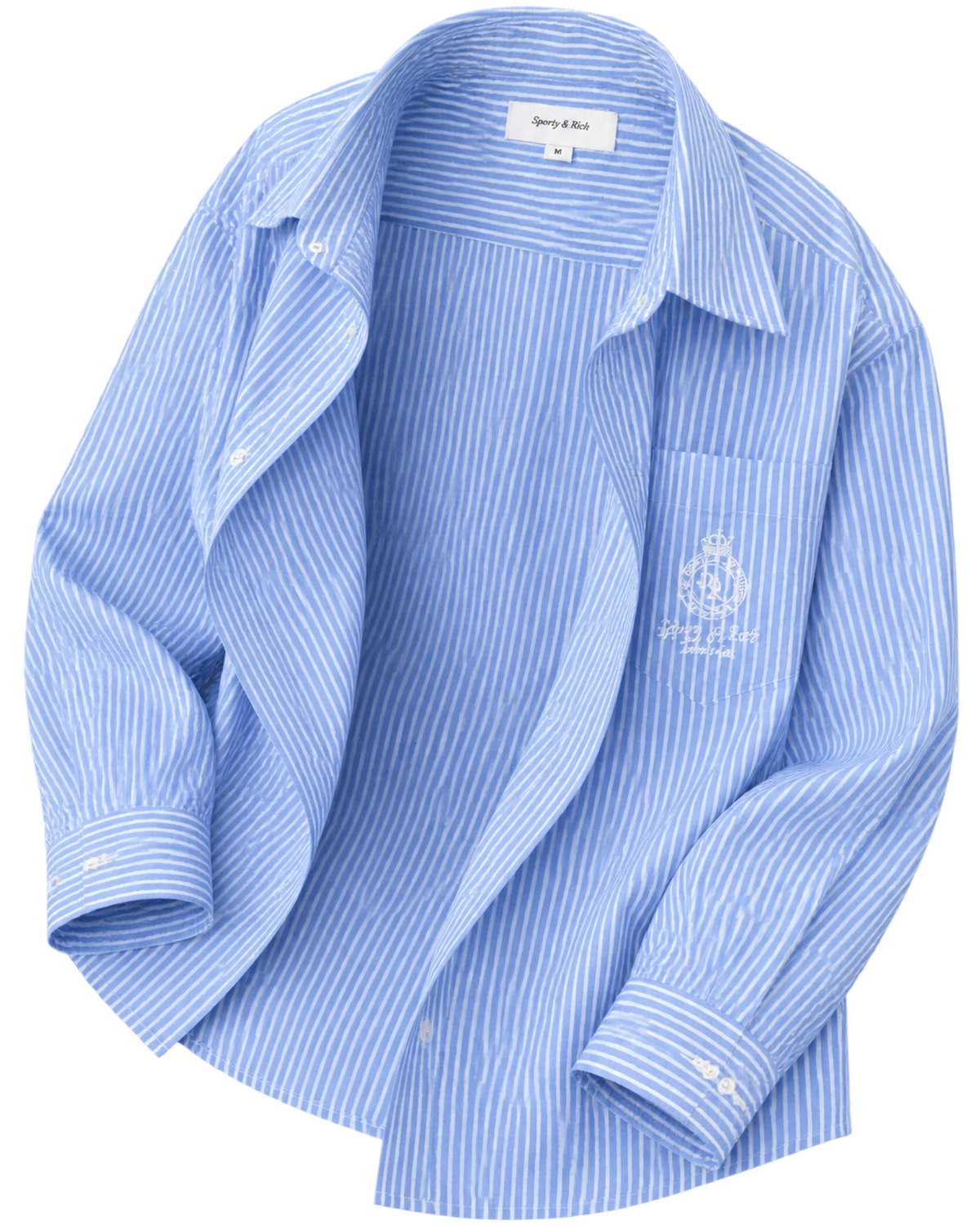 Crown Tennis Oversized Shirt - Light Blue Striped