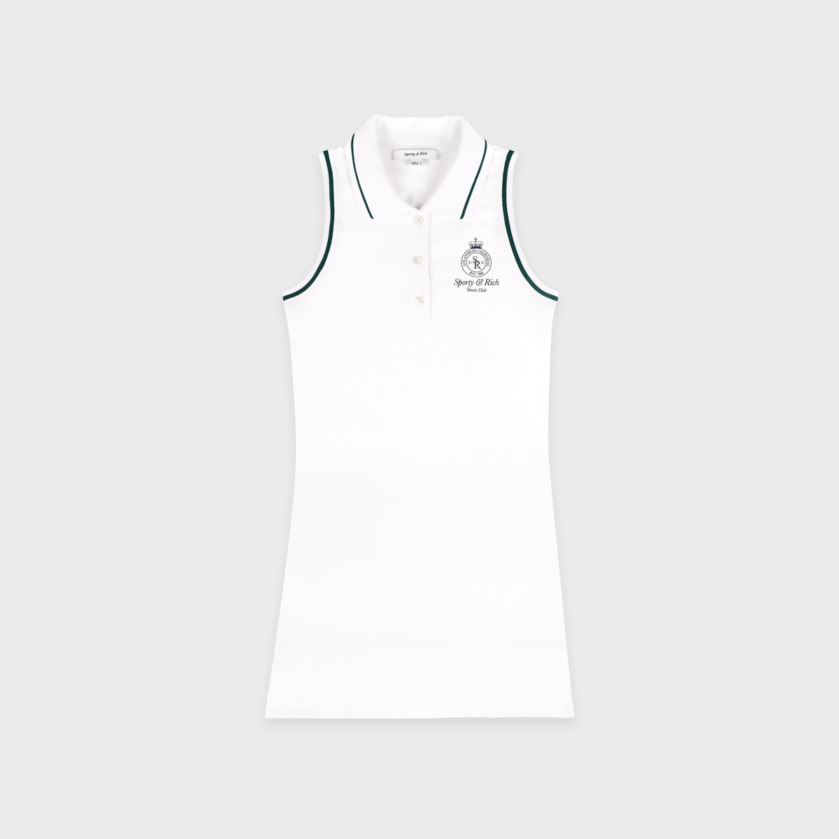 Crown Tennis Pique Polo Dress - White/Forest