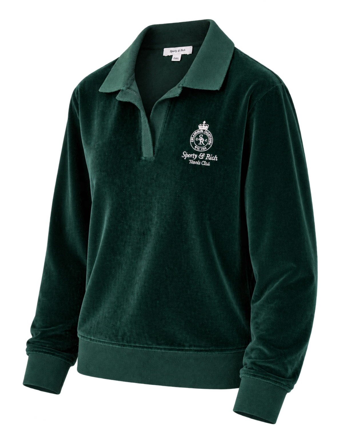Crown Tennis Velour Polo - Forest/Ecru
