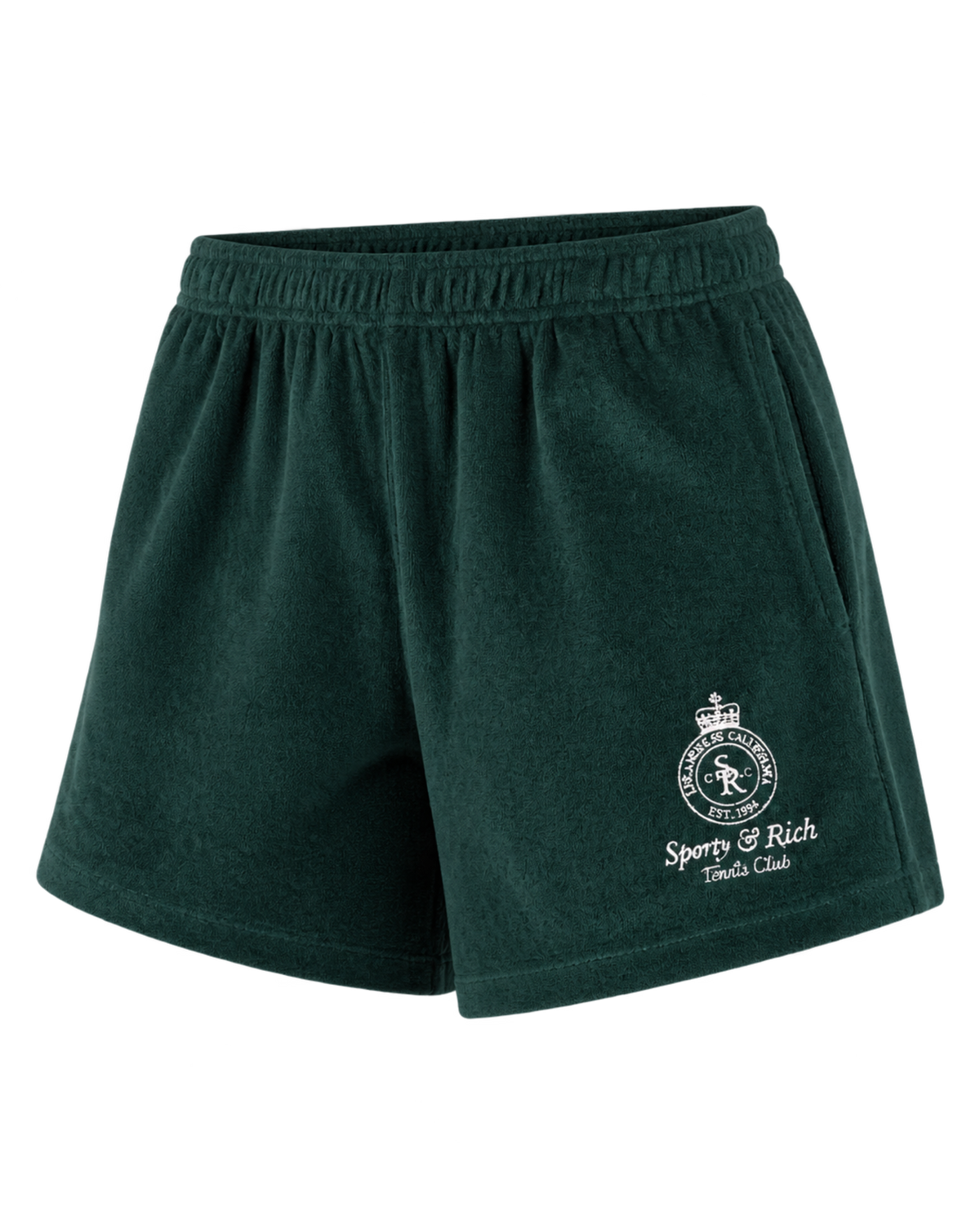 Crown Tennis Velour Short - Forest/Ecru