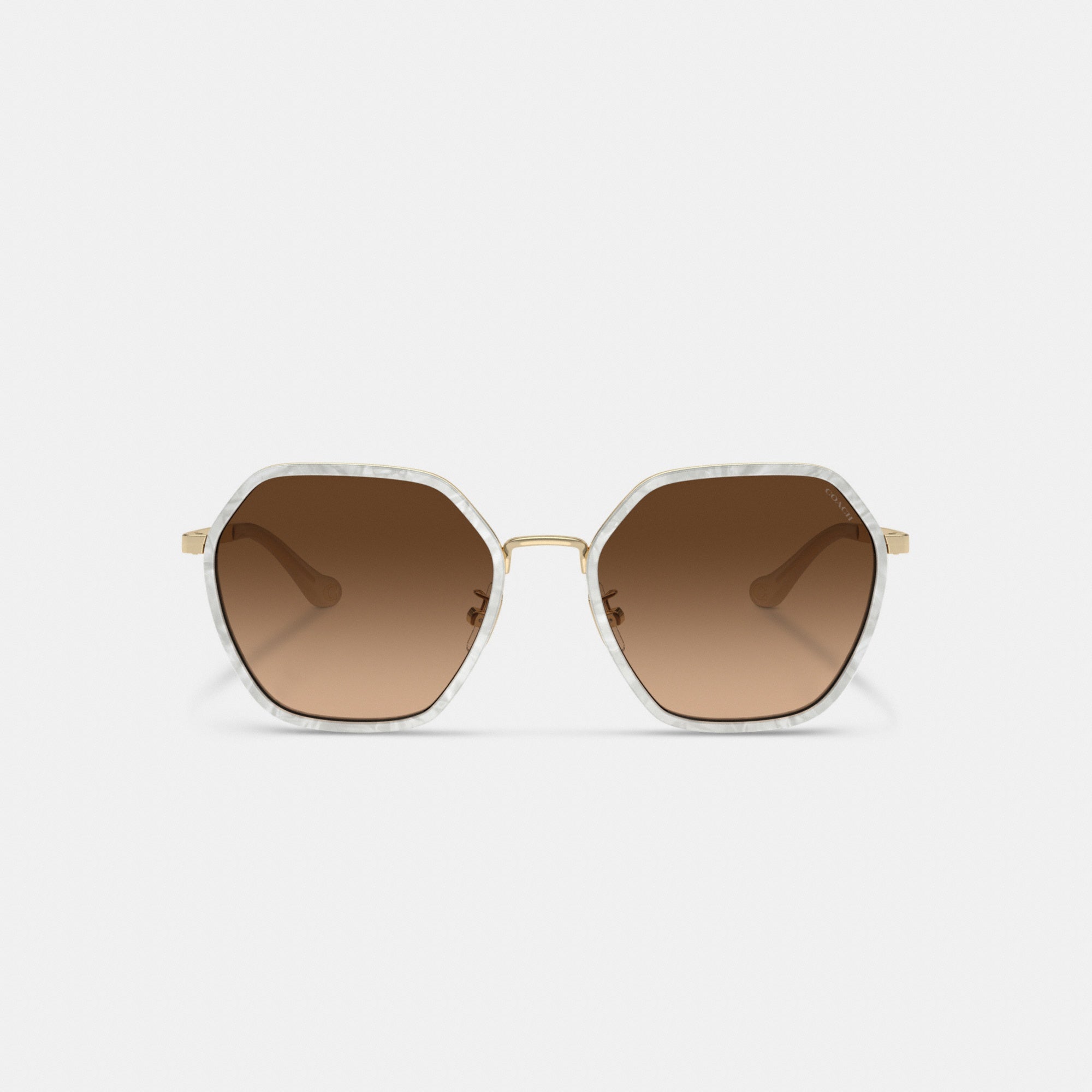 Embellished Narrow Metal Hexagon Sunglasses