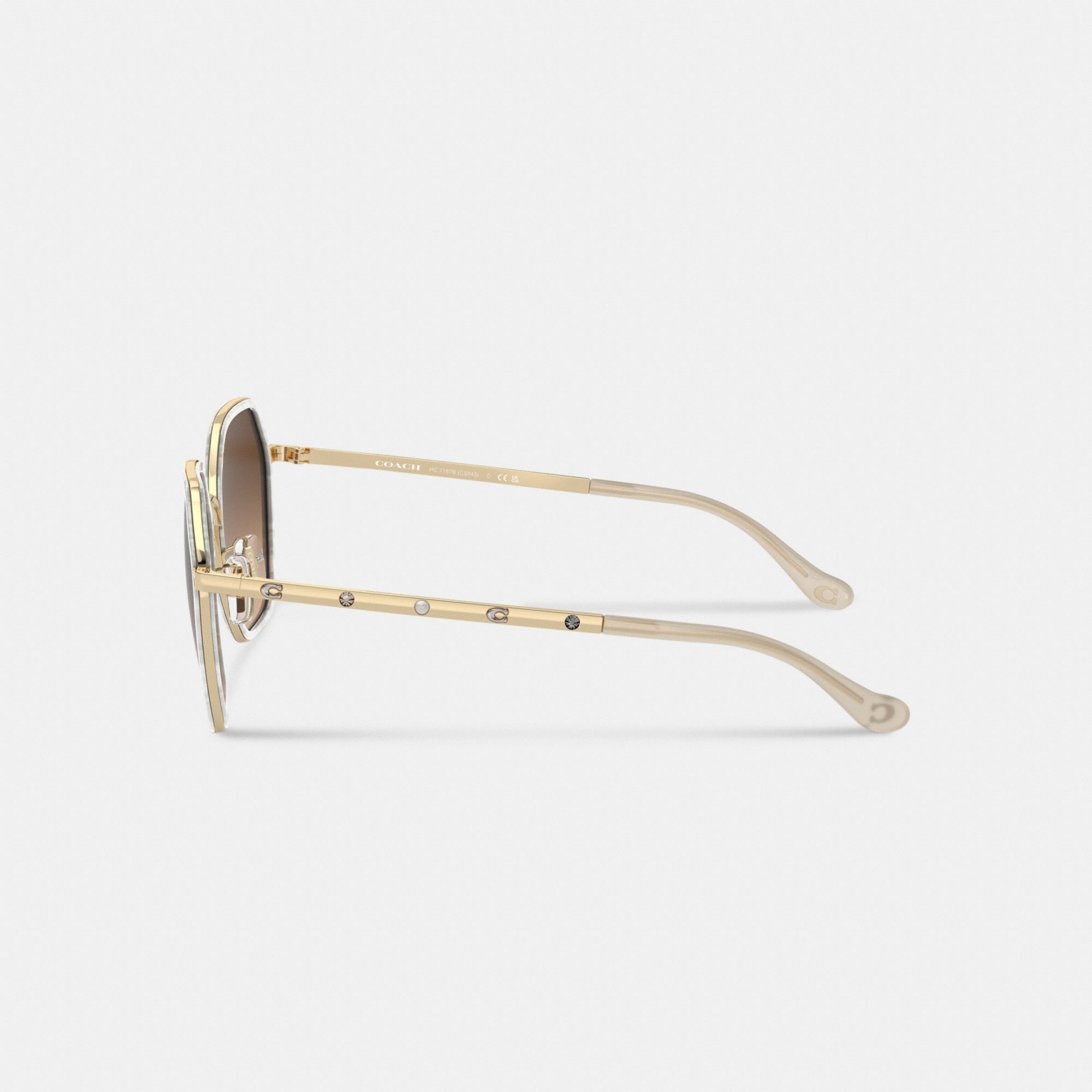 Embellished Narrow Metal Hexagon Sunglasses