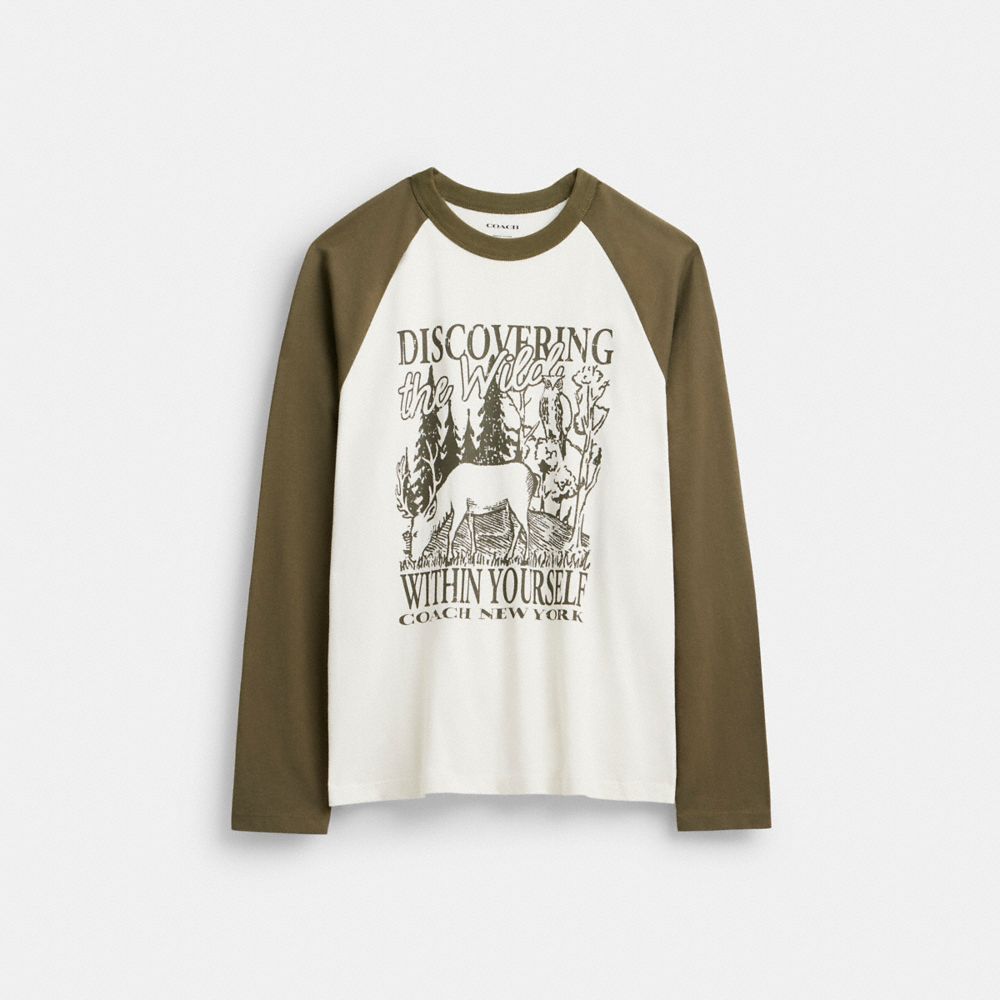 Wild Raglan Crewneck Long Sleeve T Shirt In Organic Cotton