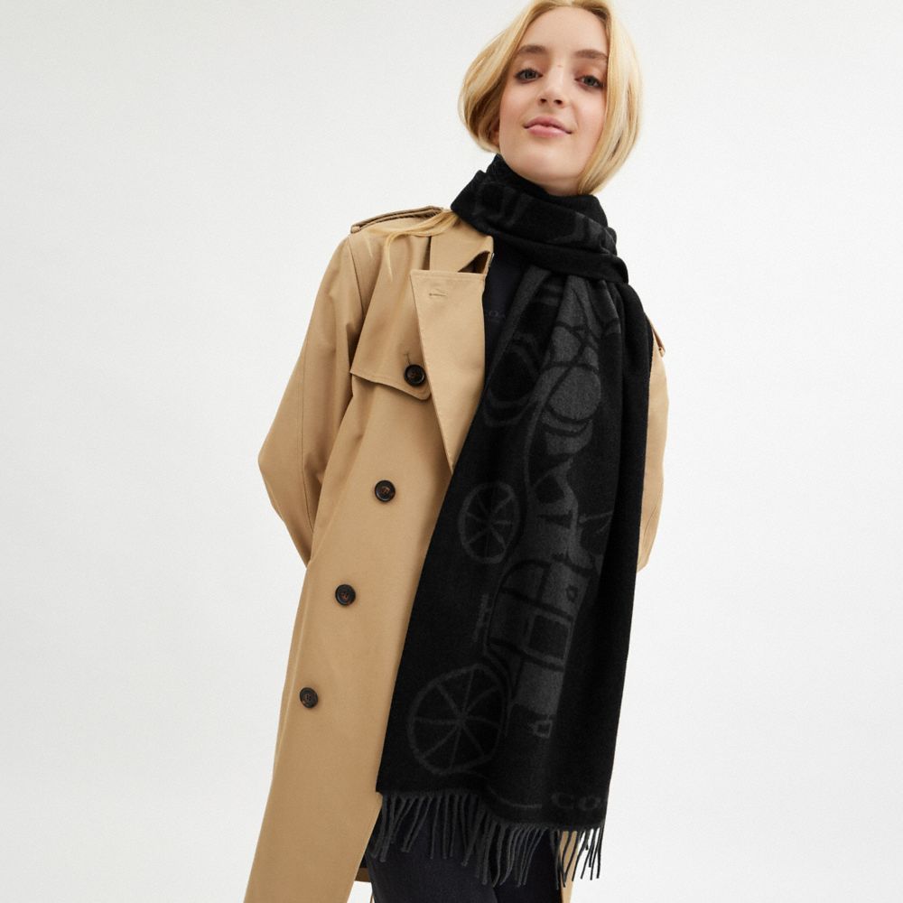 Horse And Carriage Print Oversized Muffler