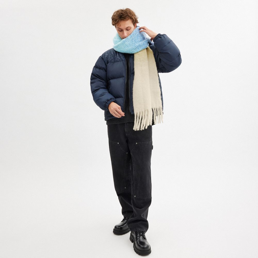 Ombre Muffler With Leather Patch