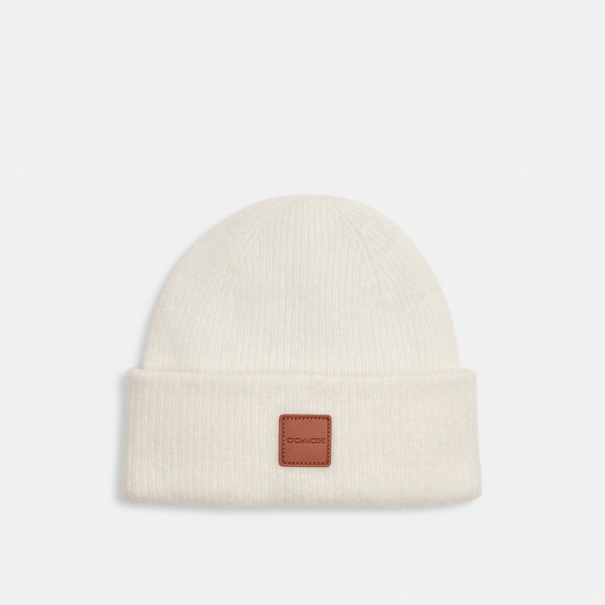 Knit Beanie With Leather Patch