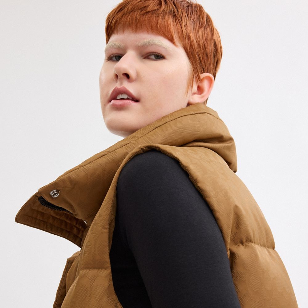 Signature Jacquard Puffer Vest In Recycled Polyamide