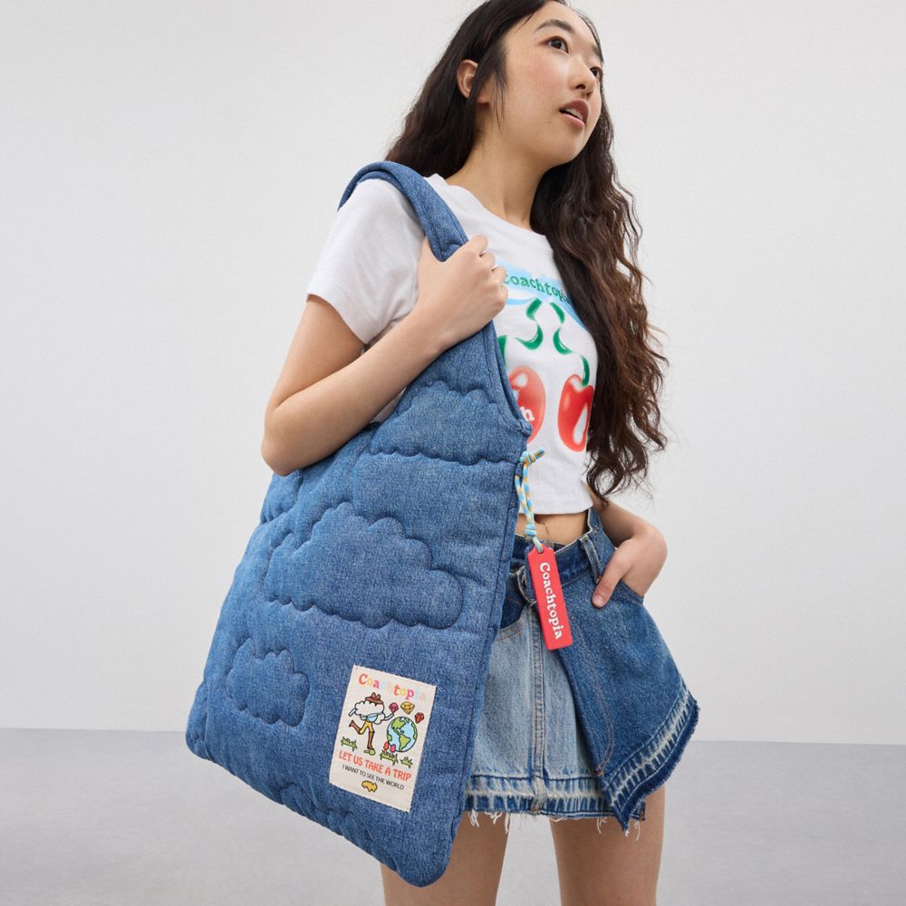 Flat Tote With Cloud Quilting