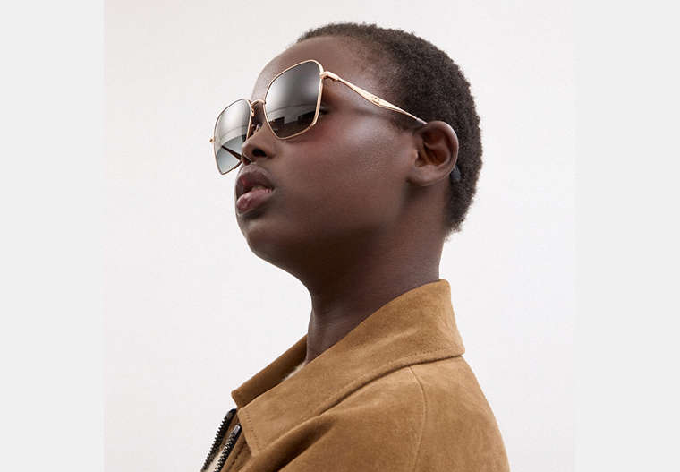 C Hardware Metal Oversized Square Sunglasses