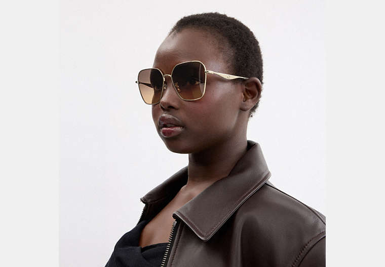C Hardware Metal Oversized Square Sunglasses