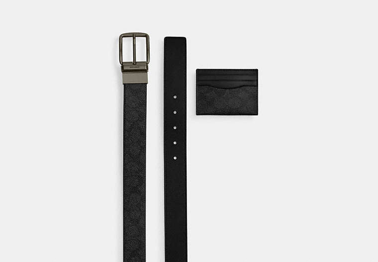 Boxed Card Case And Belt Set In Signature Canvas