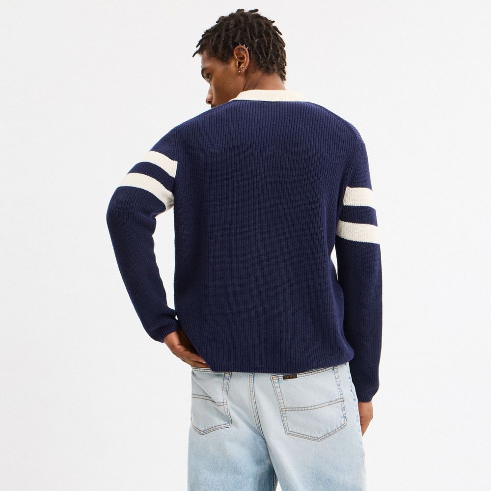 Knit Long Sleeve Graphic Polo