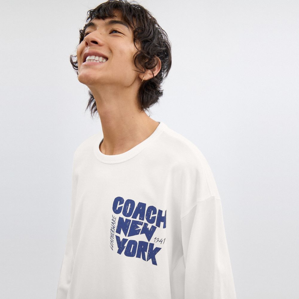 New York Graphic Long Sleeve T Shirt In Organic Cotton