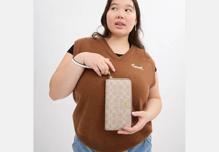 Long Zip Around Wallet In Signature Canvas