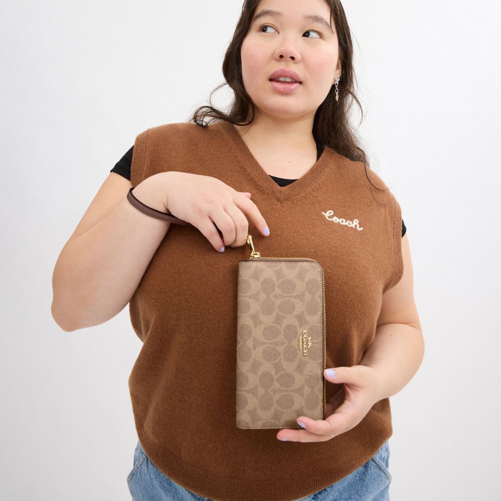 Long Zip Around Wallet In Signature Canvas