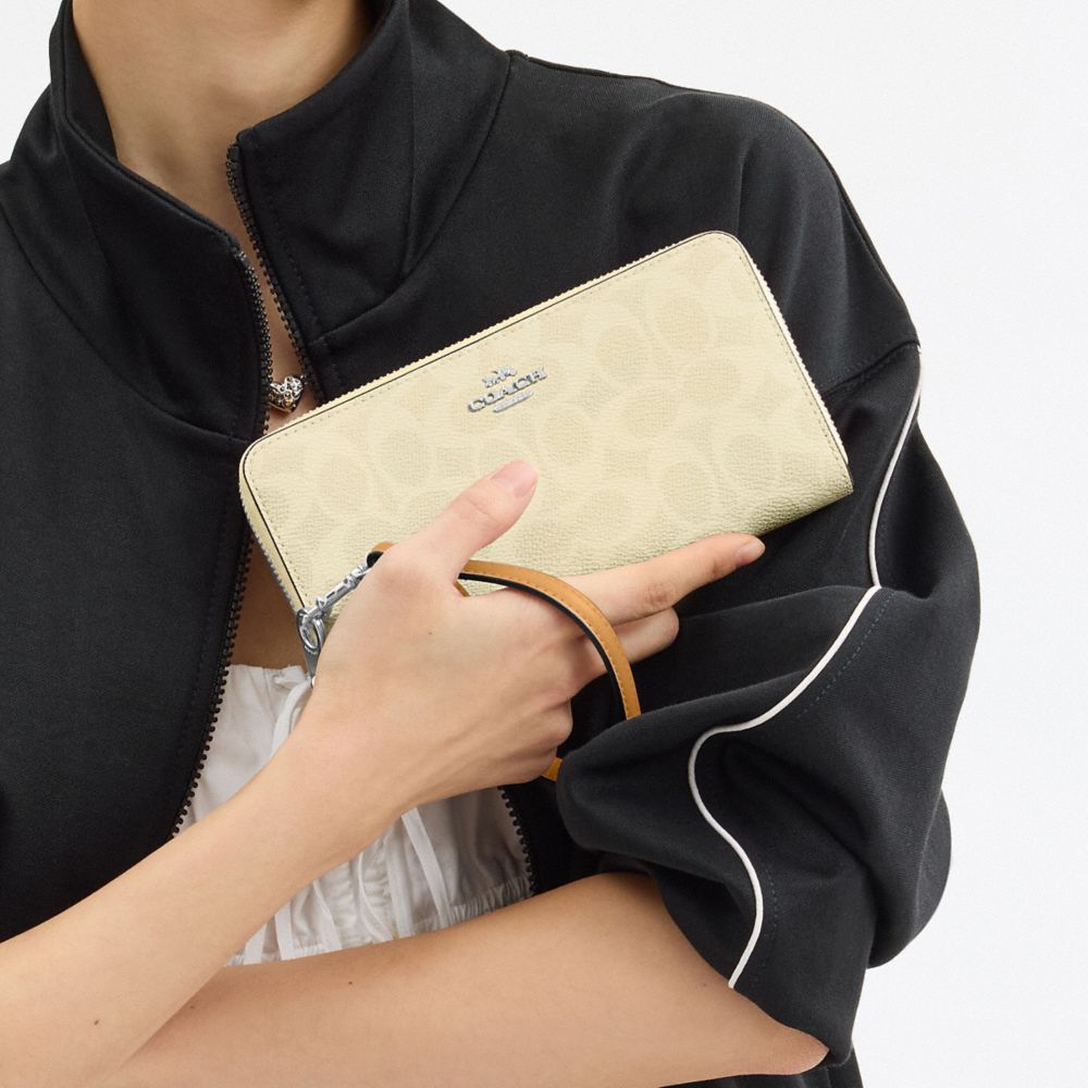 Long Zip Around Wallet In Signature Canvas