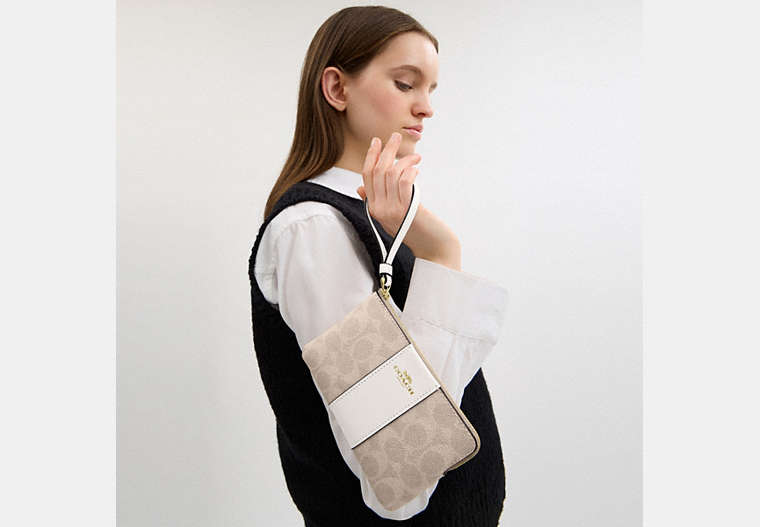 Corner Zip Wristlet In Signature Canvas With Stripe
