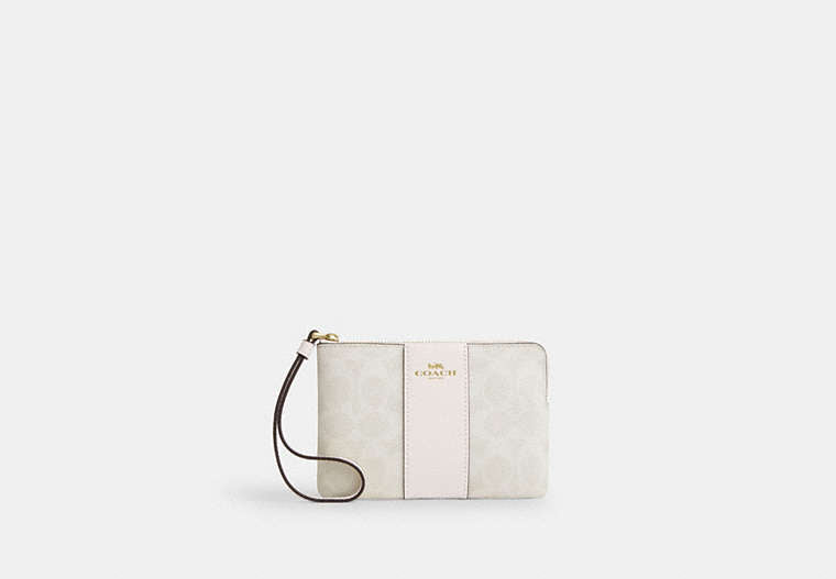 Corner Zip Wristlet In Signature Canvas With Stripe