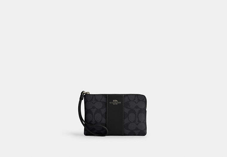 Corner Zip Wristlet In Signature Canvas With Stripe