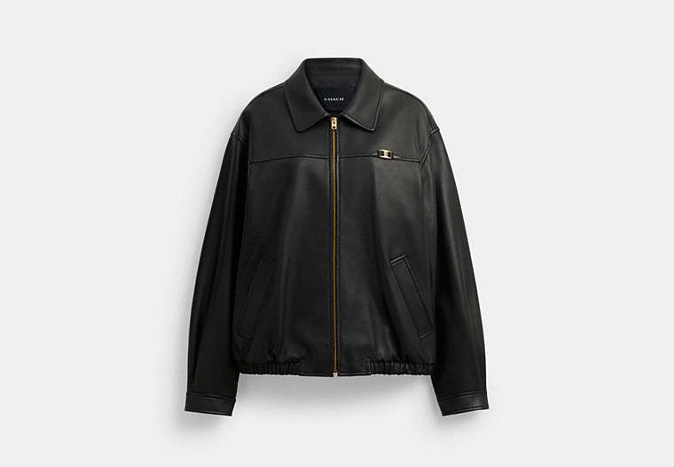 Heritage C Plaque Oversized Leather Jacket