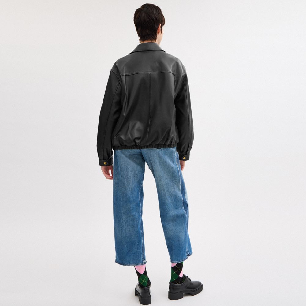 Heritage C Plaque Oversized Leather Jacket