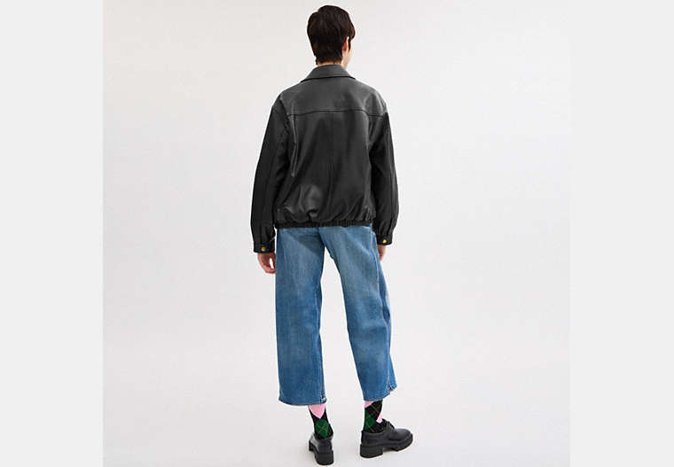 Heritage C Plaque Oversized Leather Jacket