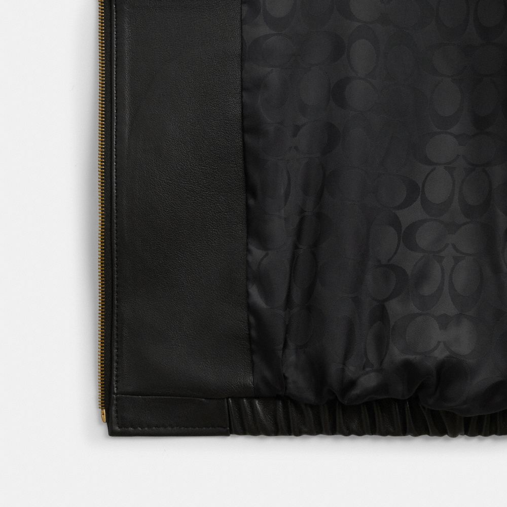 Heritage C Plaque Oversized Leather Jacket