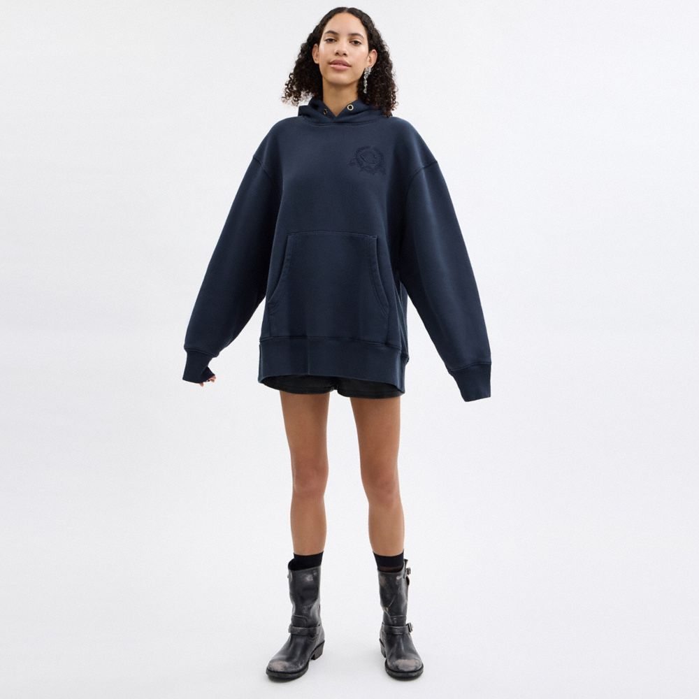 Oversized Signature Crest Hoodie In Organic Cotton