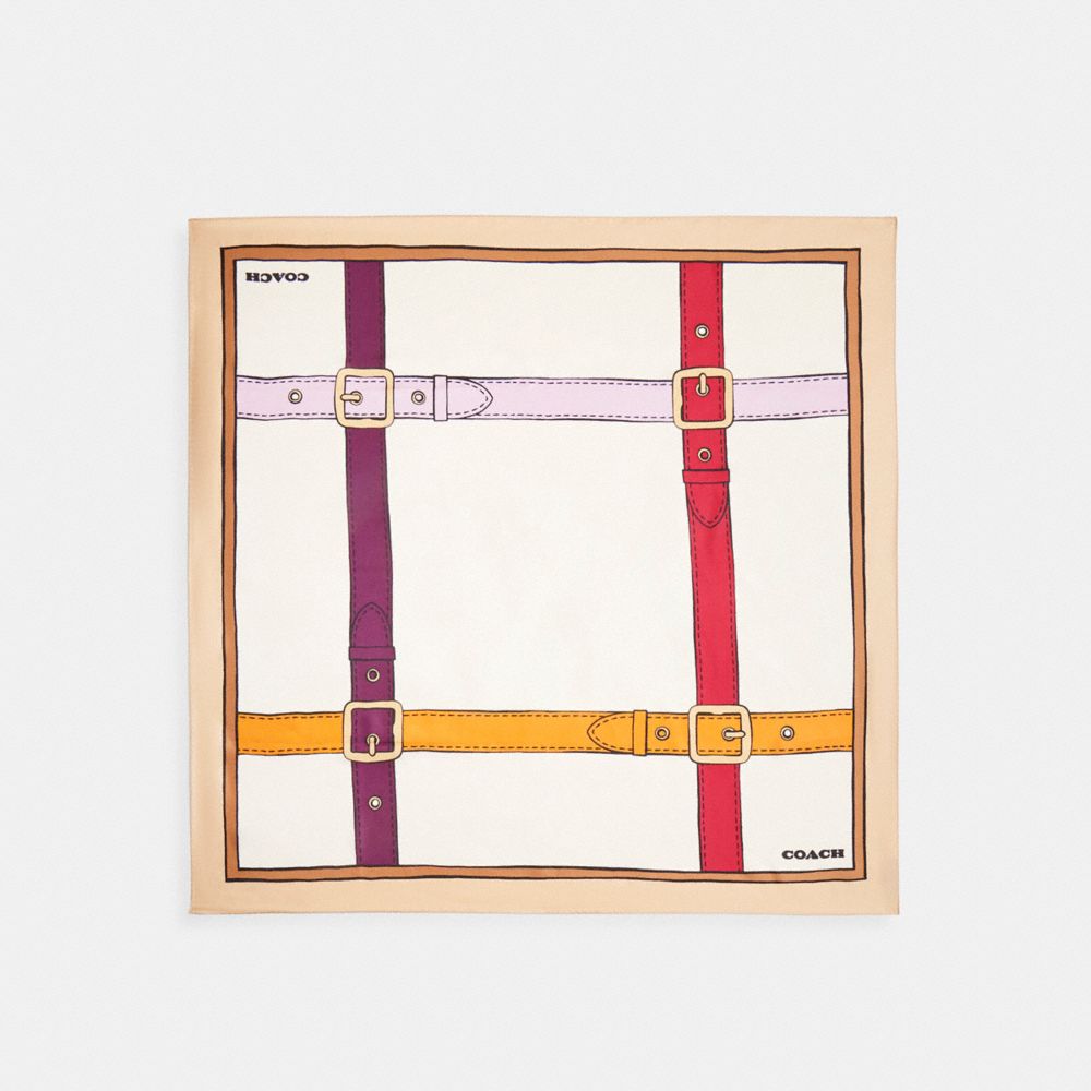 Iconic Motifs Print Silk Square Scarf