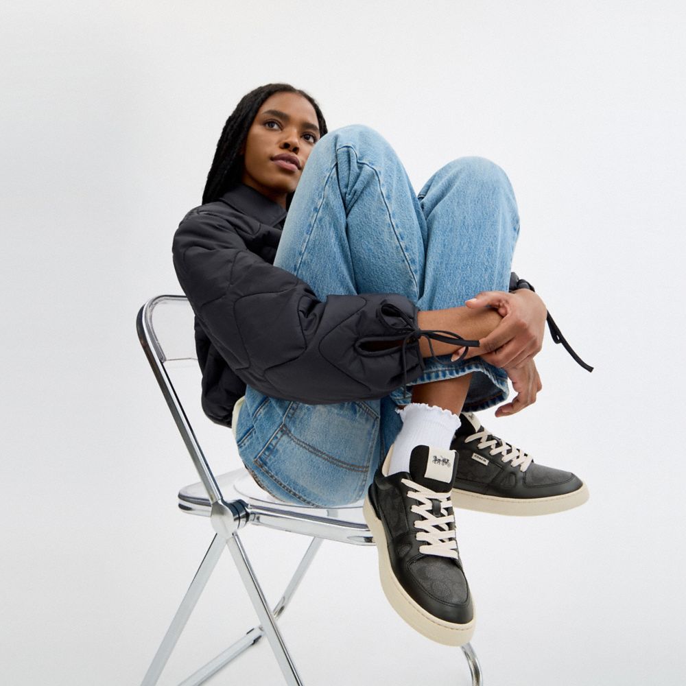 Clip Court Low Top Sneaker In Signature Canvas