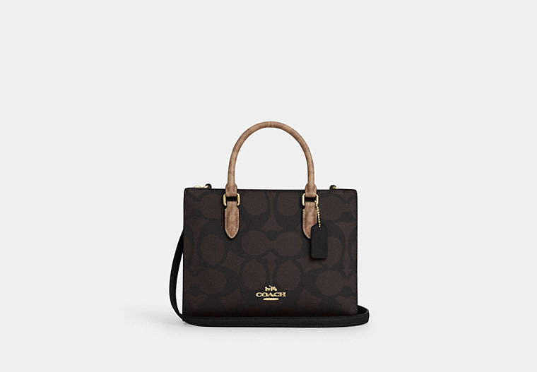 Maggie Small Tote Bag In Blocked Signature Canvas