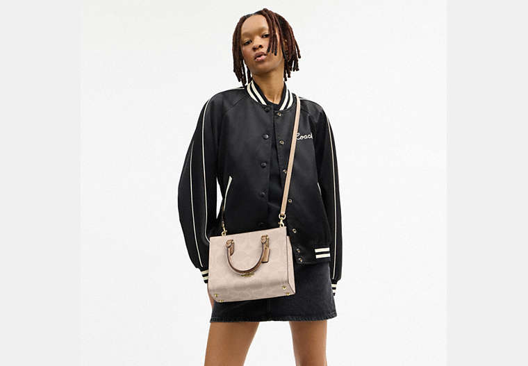 Maggie Small Tote Bag In Blocked Signature Canvas